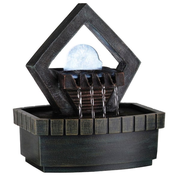 ORE International 9.5 in. Meditation Green Earth-Tone Fountain with LED Light