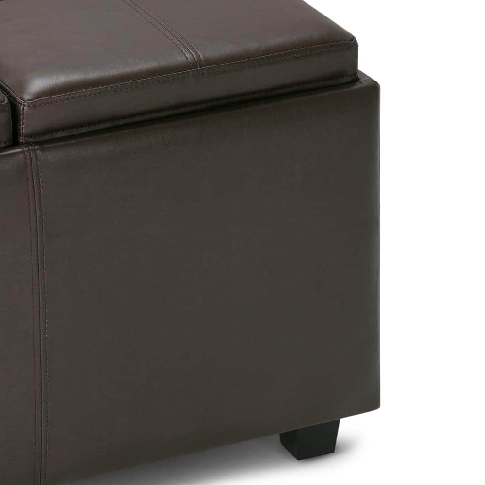 Chocolate Brown Faux Leather Backless Storage Ottoman Bench
