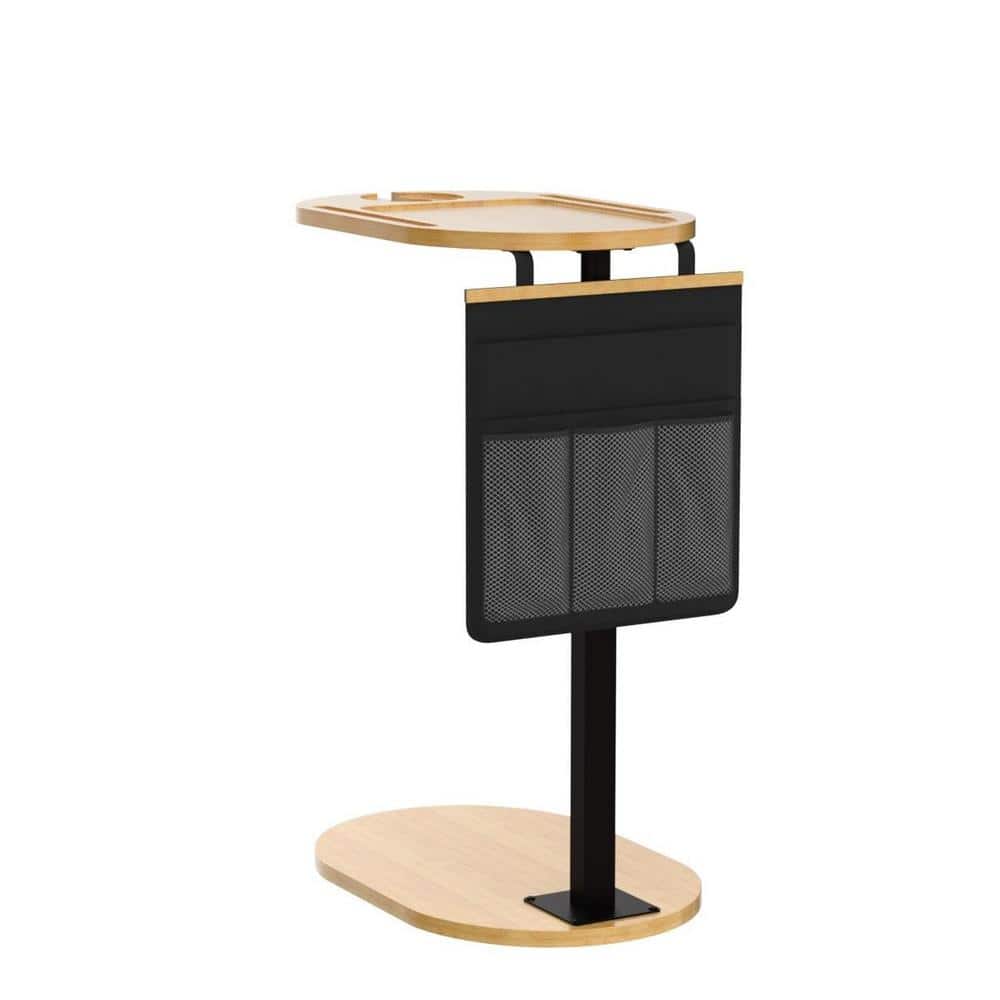 16.8 in. Oval Bamboo Adjustable Side Table with 360° Phone Holder, Sofa Tray Table for Couch Arm (Storage Pocket) price history on PriceWatchPro