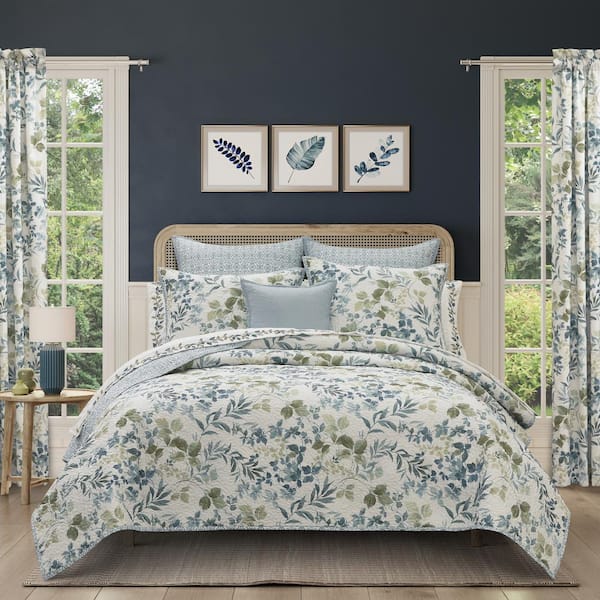 Unbranded Elwood 3-Pieces Blue Polyester King/Cal King Quilt Set
