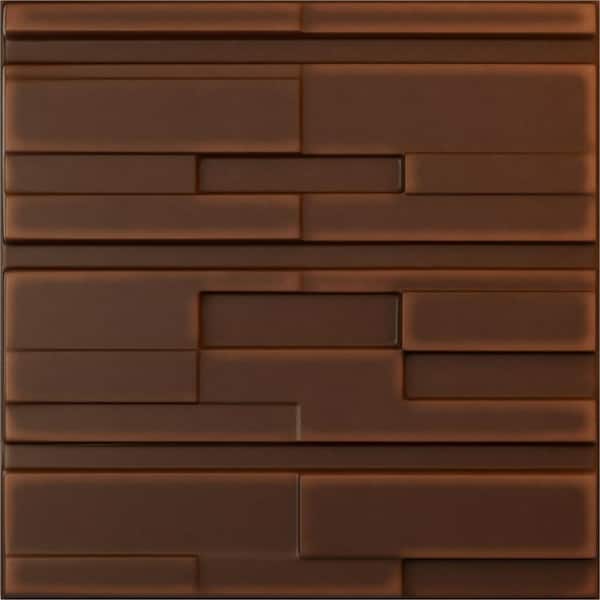 Ekena Millwork 19 5/8 in. x 19 5/8 in. Offset Brick EnduraWall Decorative 3D Wall Panel, Aged Metallic Rust (12-Pack for 32.04 Sq. Ft.)