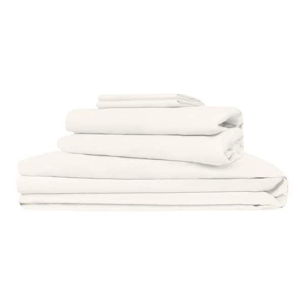 Delara Delara 7-Piece 100% Viscose Derived from Bamboo Ivory Sheet Bundle Set Cal King, Soft, Breathable and Moisture-Wicking