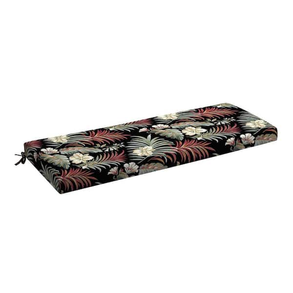 ARDEN Foam Outdoor Rectangular Bench Cushion 48 x 18 Made with ProFoam Rain-Proof Fade Resistant Simone Black Tropical