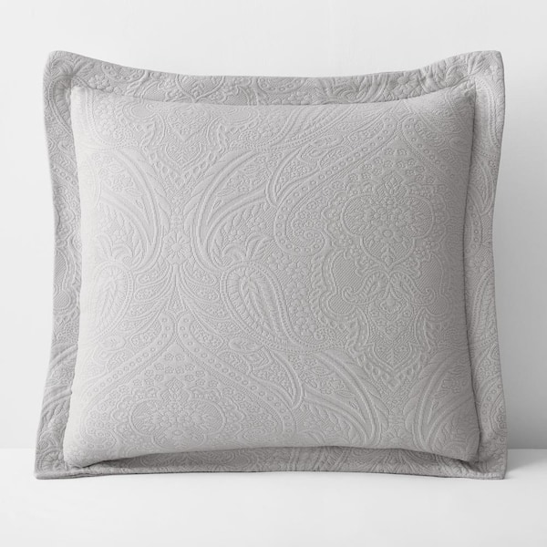 The Company Store Hillcrest Cotton Matelasse Light Gray Euro Sham
