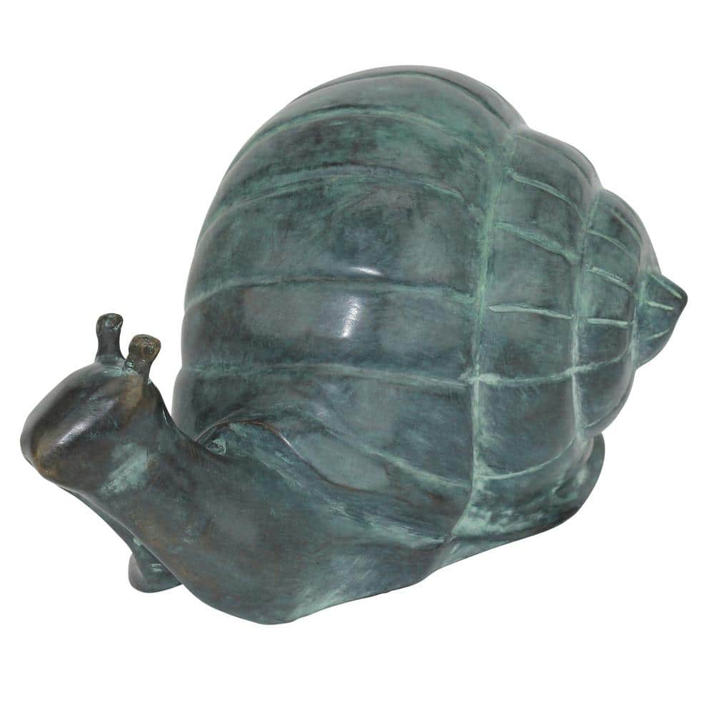 Large Bronze Snail Garden Statue with Emerald Patina