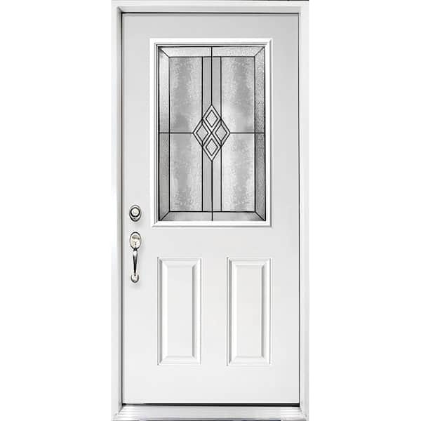 Steves & Sons 36 in. x 80 in. Element Series Padilla Half Lite Right-Hand Inswing White Primed Steel Prehung Front Door