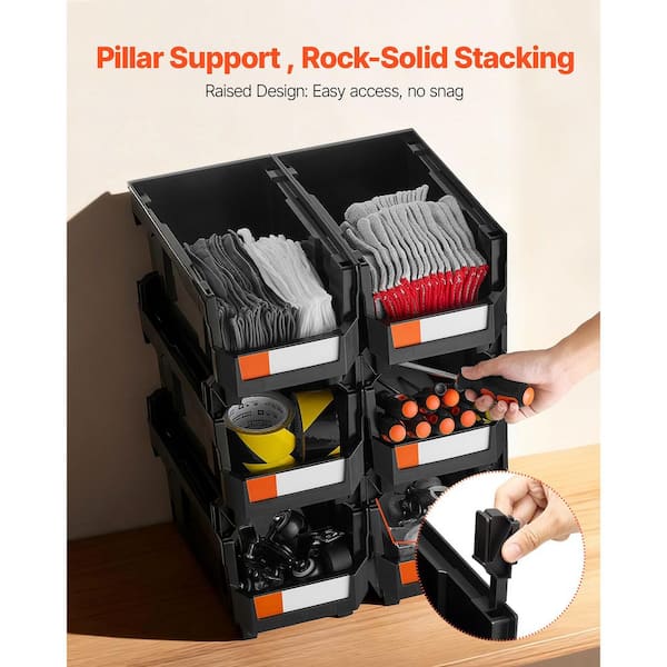 SKYSHALO Plastic Stackable Storage Bins, 14.8 x 8.5 x 7.1 in. (6