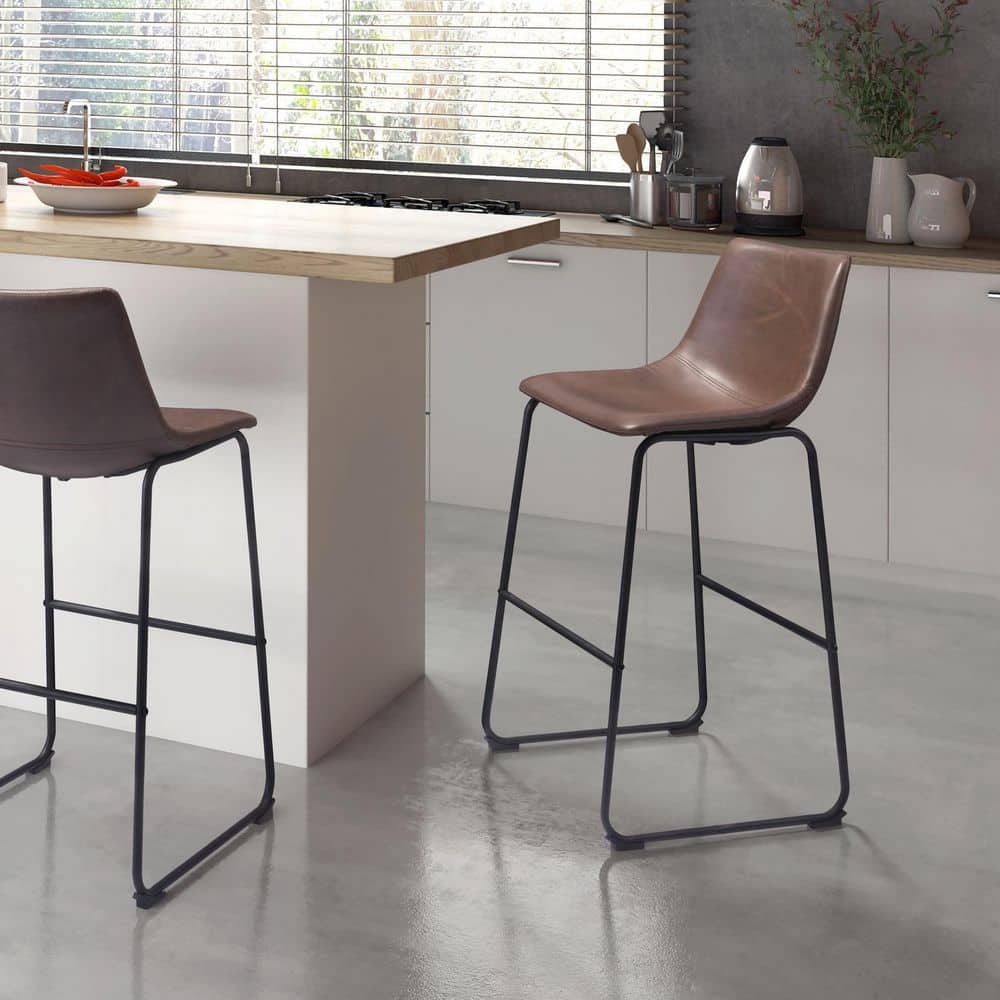 23.7 in. H Vintage Espresso Finish High Back Metal Bar Stool with Faux Leather Square Seat (Set of 2) price history on PriceWatchPro