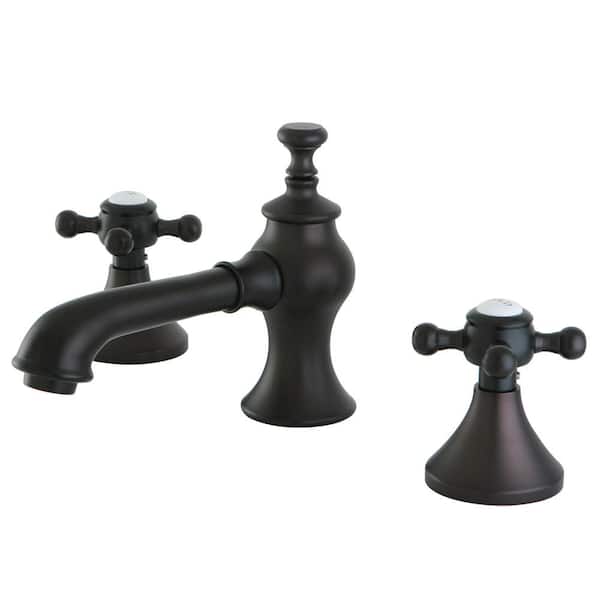 Kingston Brass English Cross 8 in. Widespread 2-Handle Mid-Arc Bathroom Faucet Oil Rubbed Bronze
