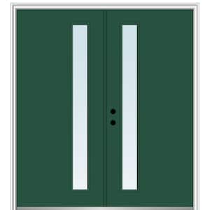 60 in. x 80 in. Viola Right-Hand Inswing 1-Lite Clear Low-E Painted Fiberglass Smooth Prehung Front Door