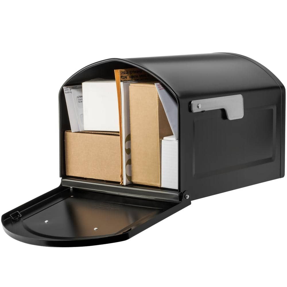 Extra Large Black Steel Post Mount Mailbox