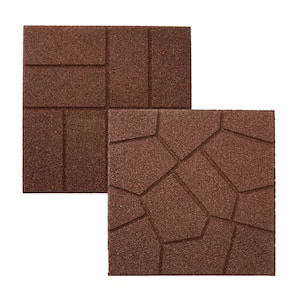 16 in. x 16 in. Brown Dual-Sided Rubber Paver (9-Pack)