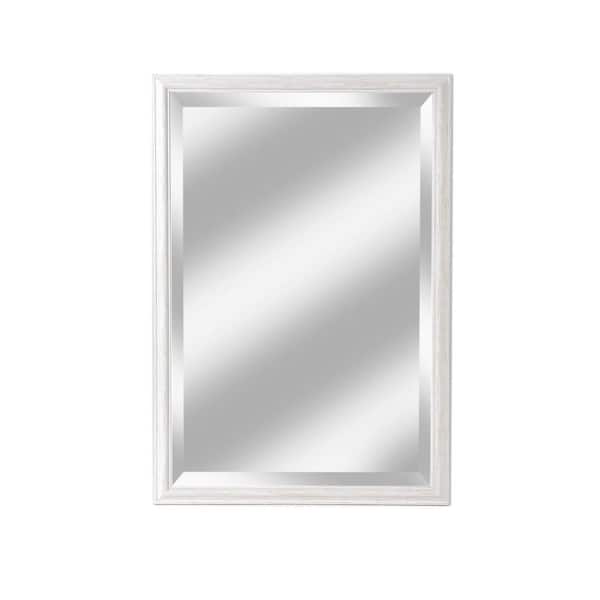 Alpine Art & Mirror Medium Rectangle Weathered White Beveled Glass Casual Mirror (39 in. H x 27 in. W)