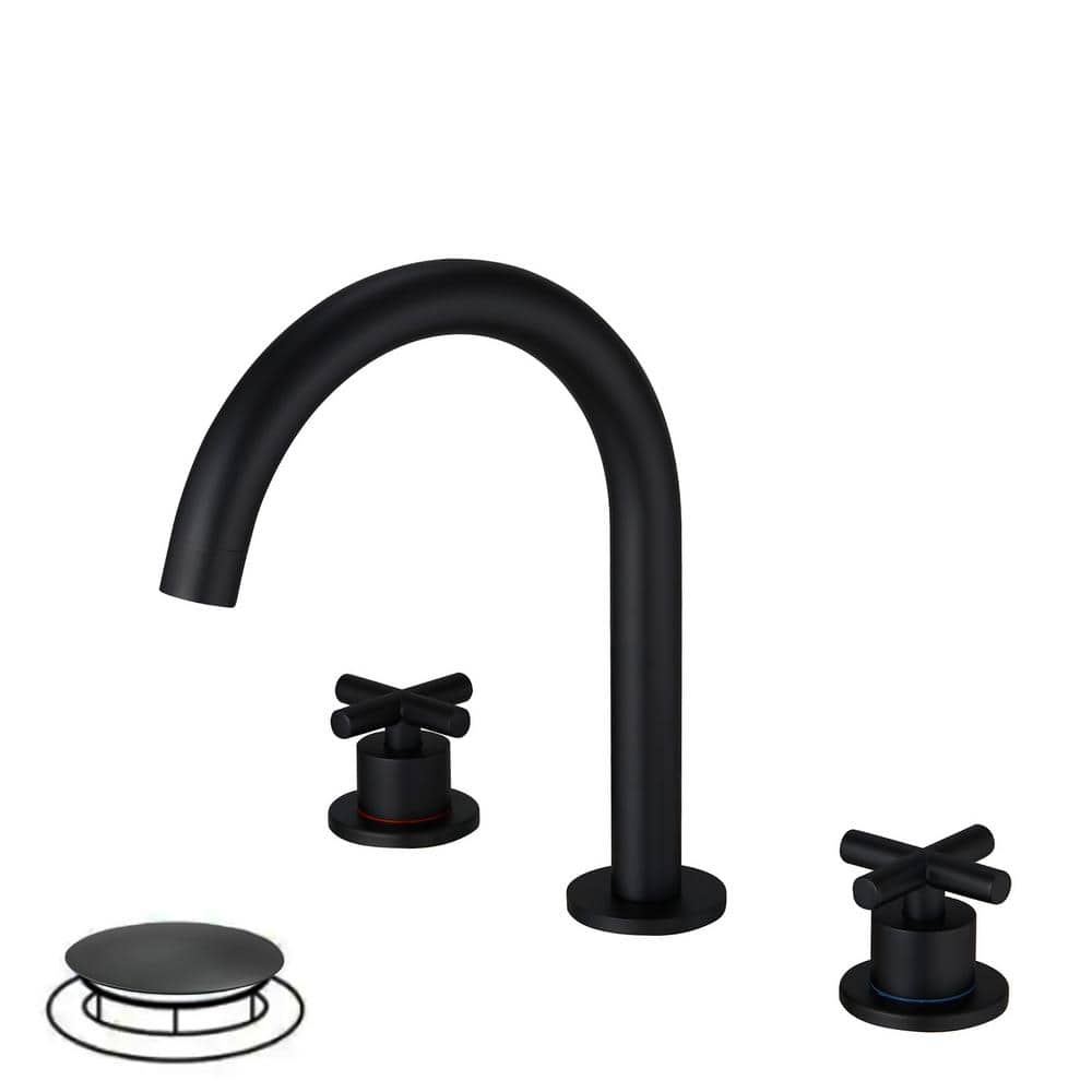 BWE 8 in. Widespread Double Handle High Arc Spout Bathroom Faucet