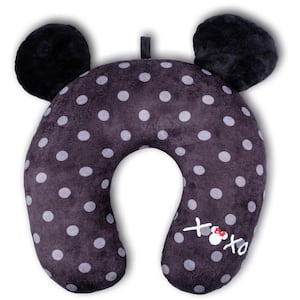 Black Disney Minnie Mouse Polka Dot XOXO Travel Neck Pillow
