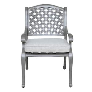 Macan Cast Aluminum Outdoor Dining Arm Chair with Golden Gauze Cushion