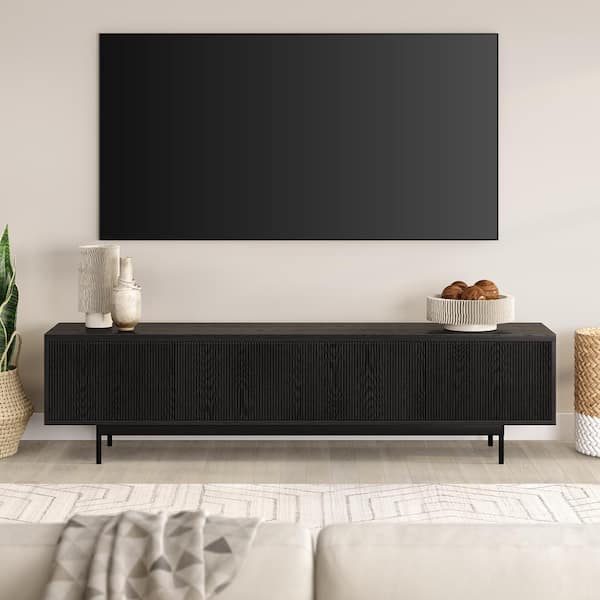 Meyer&Cross Whitman 78.5 in. Black Grain TV Stand Fits TV's