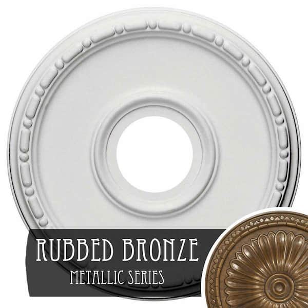 Ekena Millwork 1-1/2 in. x 16-1/2 in. x 16-1/2 in. Polyurethane Medea Ceiling Medallion, Rubbed Bronze