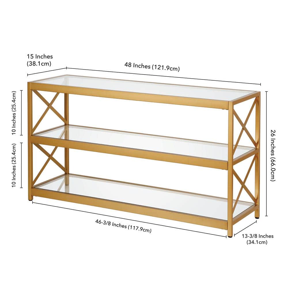Hutton 48" Brass and Glass Rectangular TV Stand