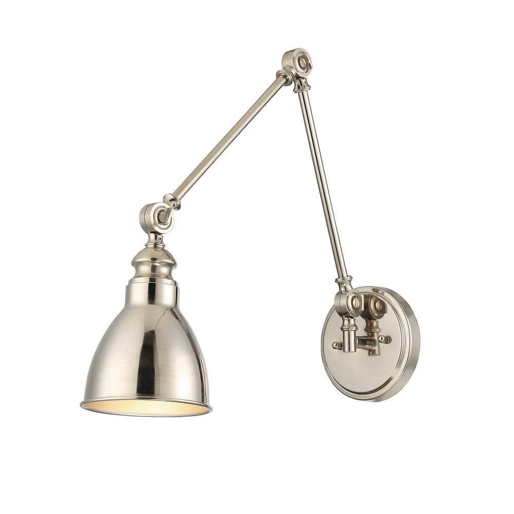 Dakota Polished Nickel Transitional 1-Light Adjustable Sconce