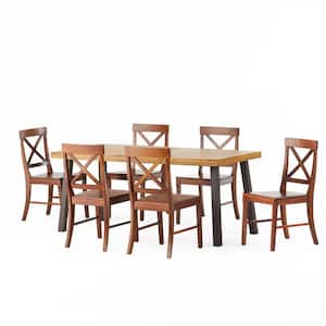 Egan 7-Piece Natural and White Wood Dining Set