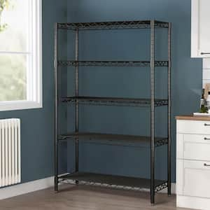 Wire Shelving Metal Storage Rack Adjustable Shelves, Standing Storage Shelf for Laundry Bathroom Kitchen Closet, Black