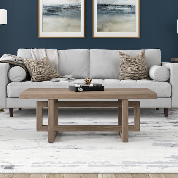Meyer&Cross Breslow 47.25 in. Antiqued Gray Oak Rectangle MDF Top Coffee Table