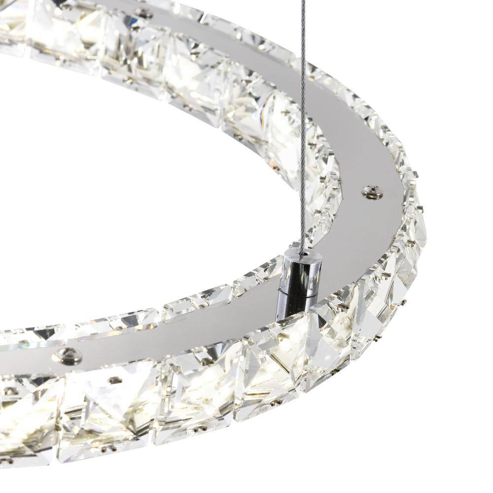 Elysian 24" Chrome and Crystal LED Halo Chandelier