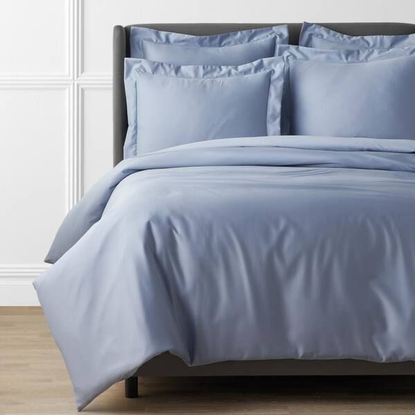 Legends Hotel Supima Blue Shadow 450-Thread Count Wrinkle-Free Sateen Queen Fitted Sheet