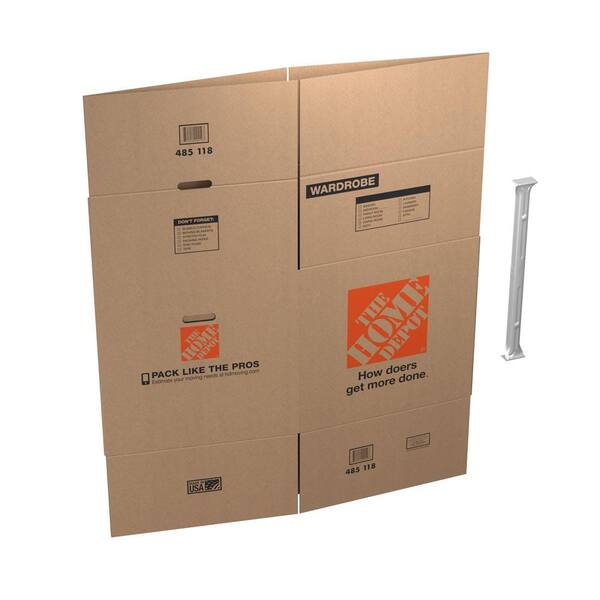 The Home Depot Wardrobe Moving Box With Bar And Handles 48 Pack 24 In L X 24 In W X 34 In D 713654 The Home Depot