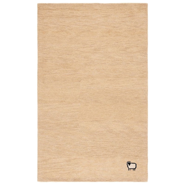 Himalaya 3 ft. x 5 ft. Beige Solid Sheep Area Rug