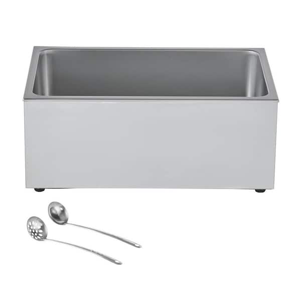 1200-Watt Commercial Food Warmer, Stainless Steel, Fast Heating Buffet Bain Marie w/ Ladles for Catering and Restaurants