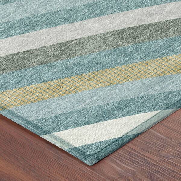 Chantille Machine Washable Indoor/Outdoor Abstract ACN2467 Teal 2 ft. x 3 ft. Accent Rug