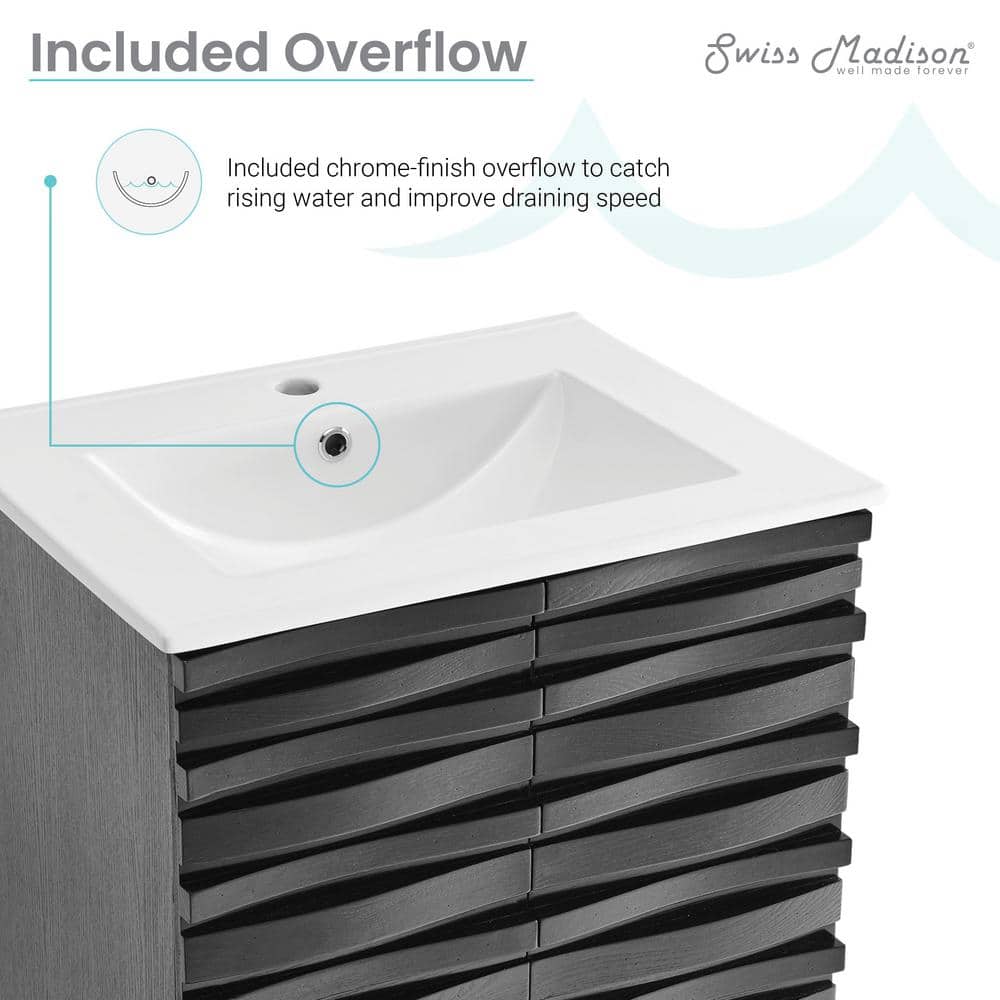 Black Freestanding 24" Single Bathroom Vanity with Raised Paneling