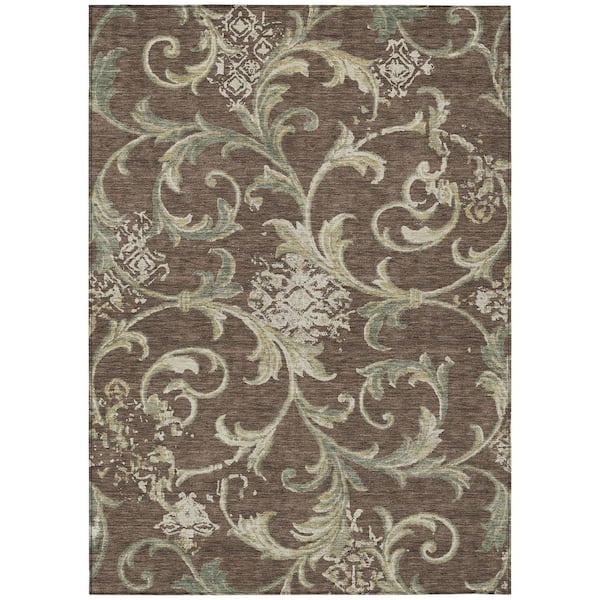 Chantille Machine Washable Indoor/Outdoor Abstract ACN3012 Coffee 10 ft. x 14 ft. Area Rug