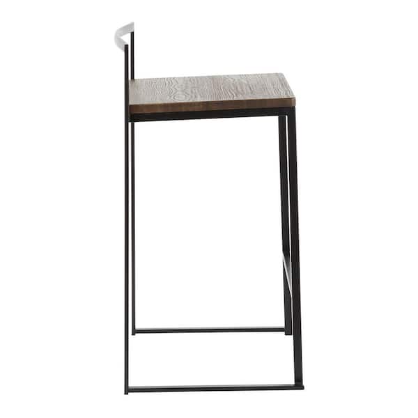 Fuji 28 in. Industrial Black and Espresso Counter Stool (Set of 2)