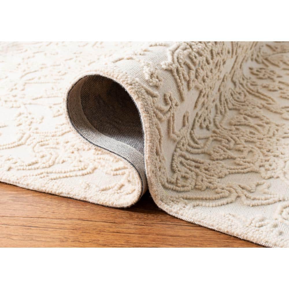 Ivory Hand-Tufted Wool 10' x 14' Rectangular Area Rug