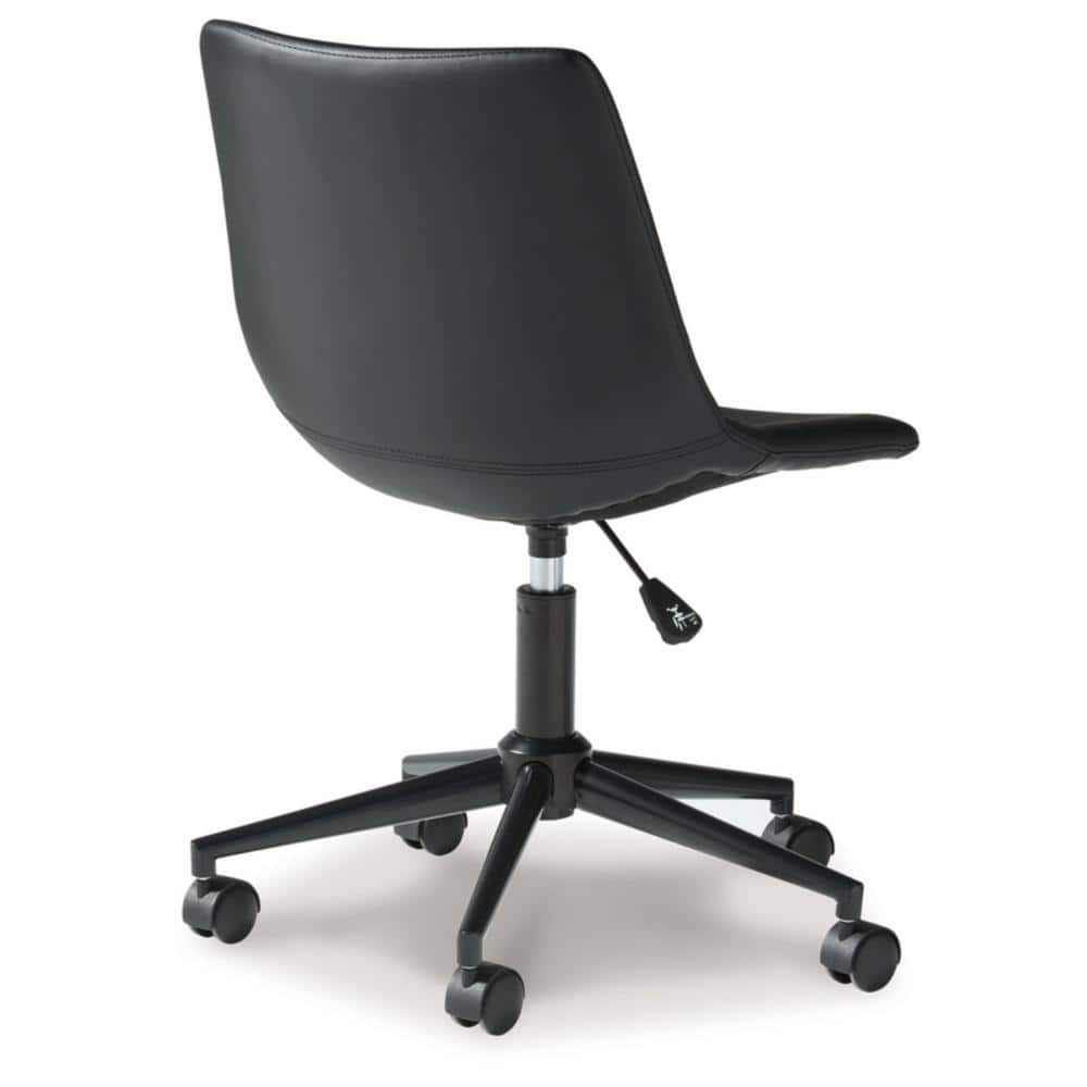 Transitional Black Faux Leather Armless Desk Chair