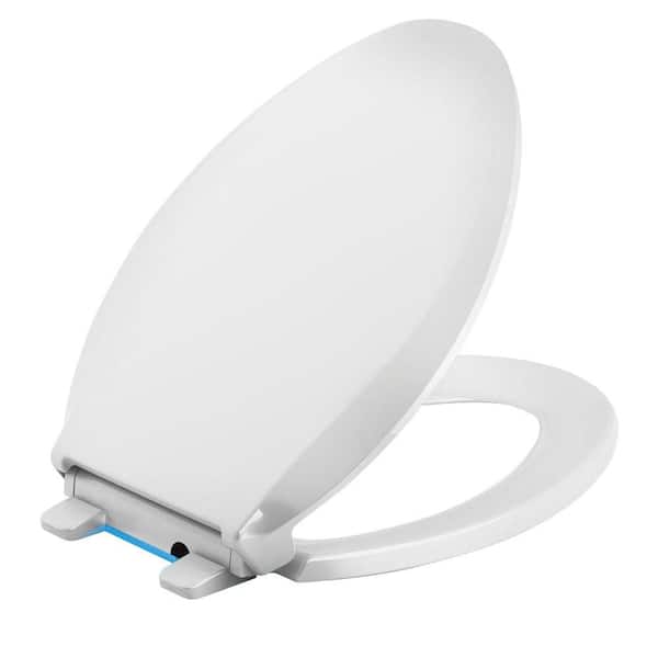 Kohler Cachet Led Nightlight Elongated Quiet Closed Front Toilet Seat In White K 75796 0 The Home Depot - How To Fix A Wobbly Kohler Toilet Seat
