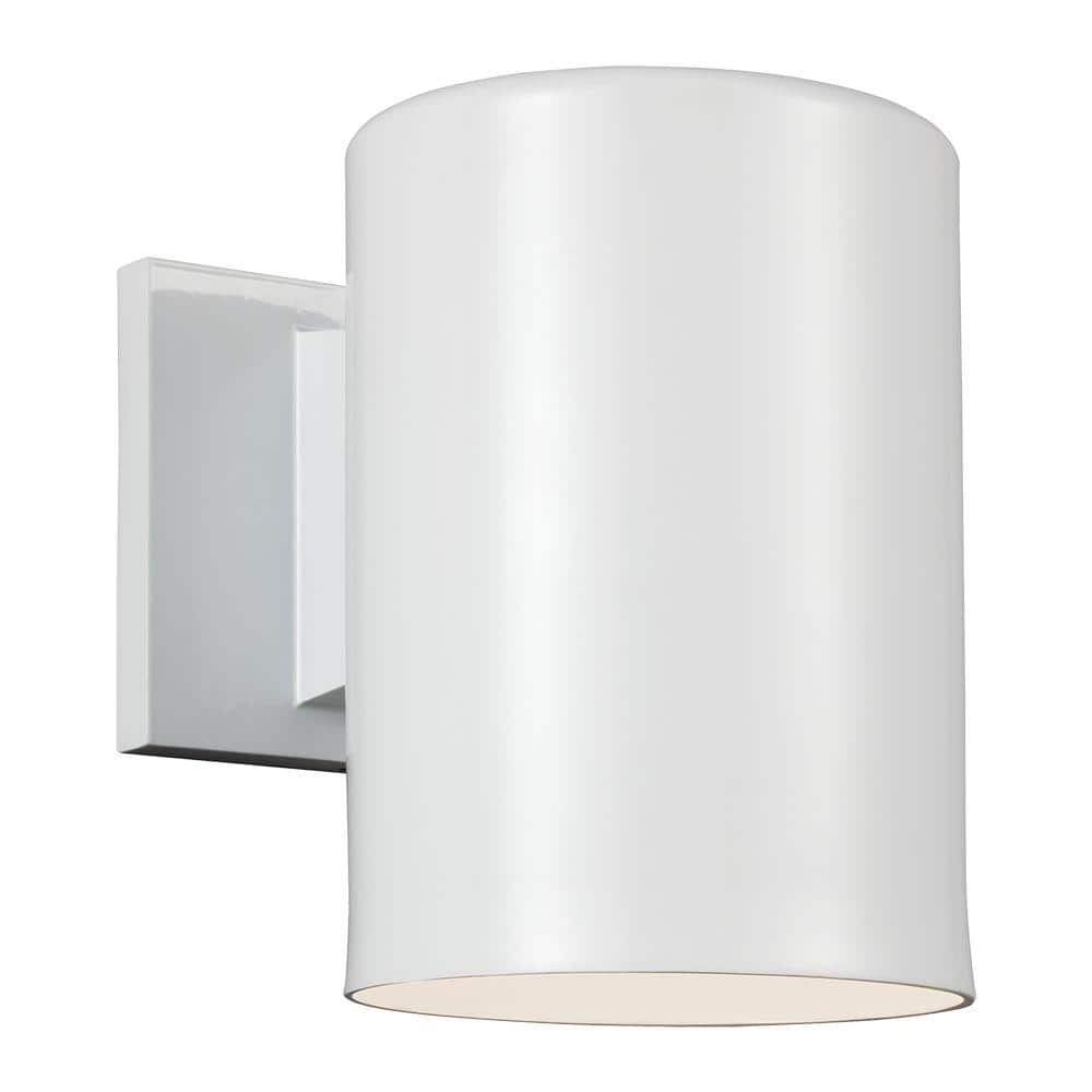 White Cylinder Direct Wired Electric Outdoor Sconce