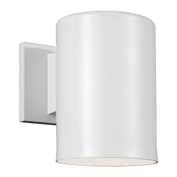 Outdoor Cylinder Collection 1-Light White Outdoor Wall Lantern Sconce