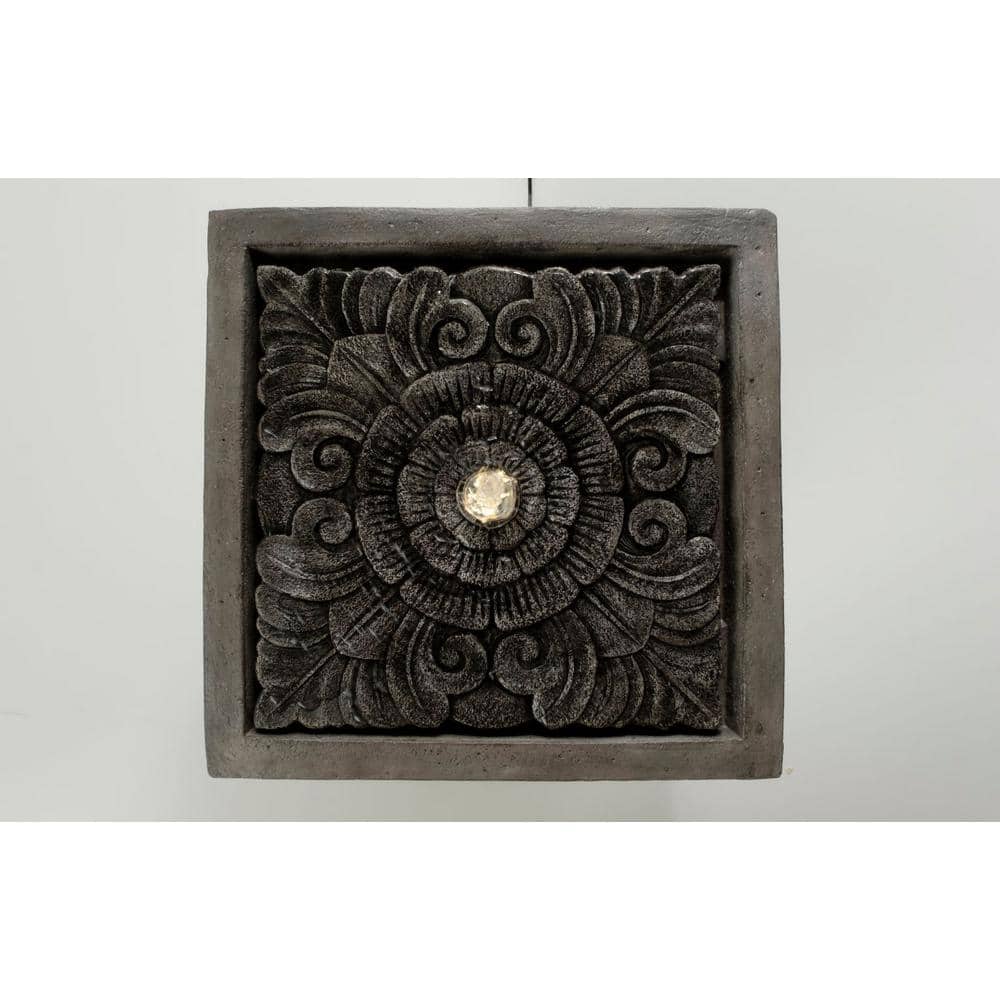 Brown Resin Solar Powered Floor Fountain with LED Light