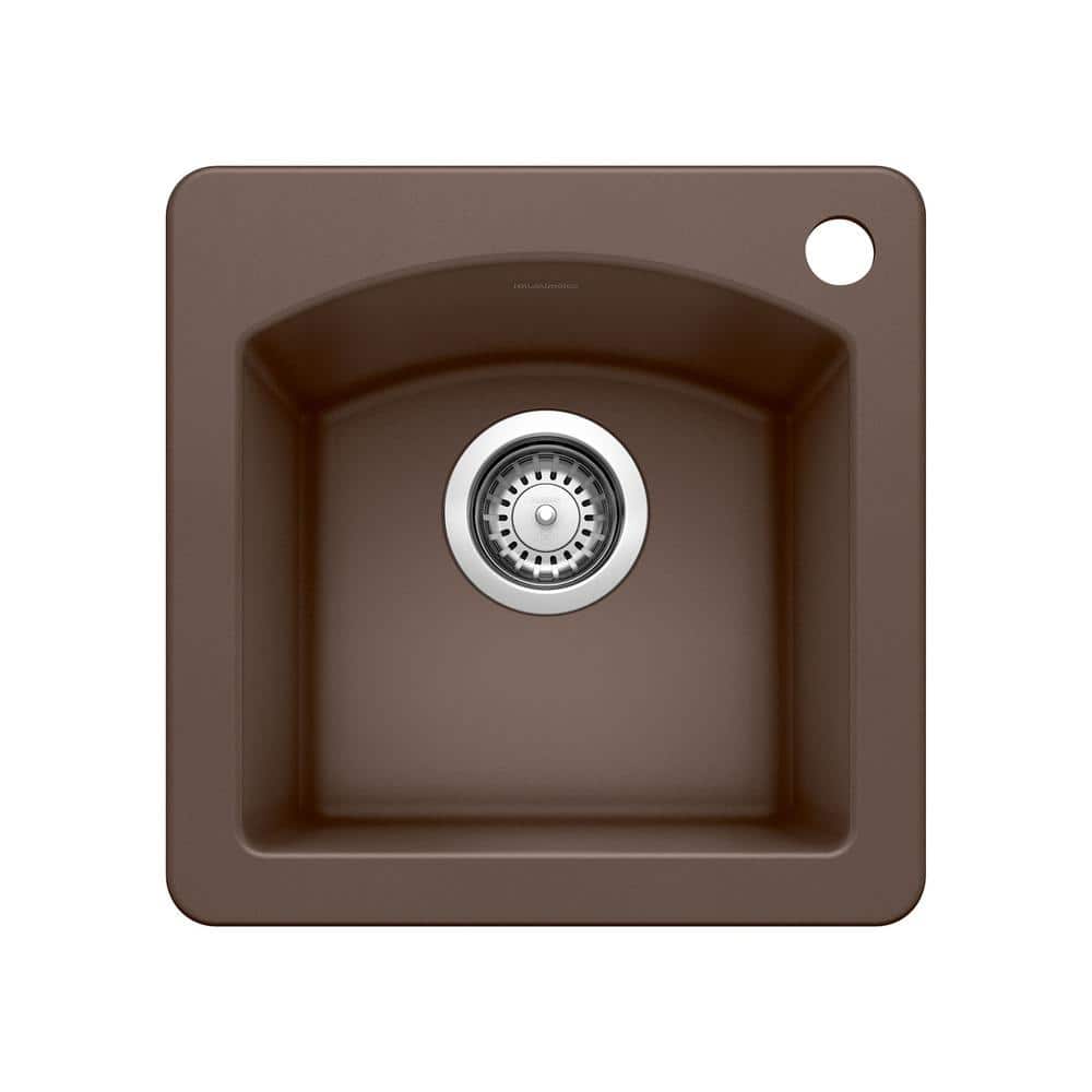 DIAMOND SILGRANIT Brown Granite Composite 15 in. 1-Hole Drop-In/Undermount 