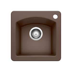 DIAMOND SILGRANIT Brown Granite Composite 15 in. 1-Hole Drop-In/Undermount Bar Sink in Cafe
