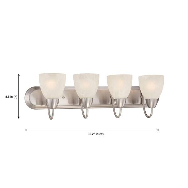 Designers Fountain - Torino 30 in. 4-Light Brushed Nickel Transitional Vanity Light with Alabaster Glass Shades