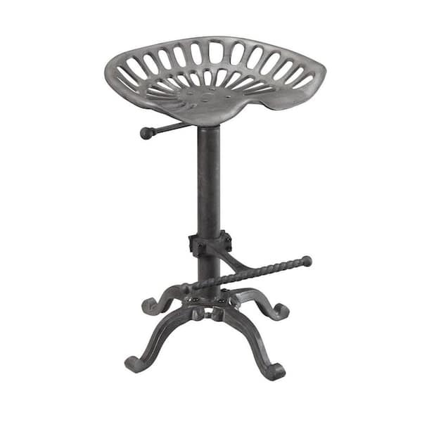 22.5 in. Gray Backless Metal Bar Chair with Metal Seat