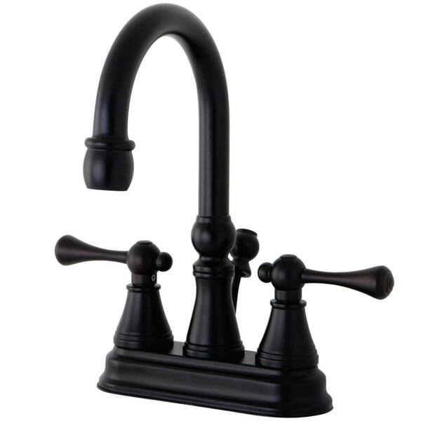 Kingston Brass Restoration 4 in. Centerset Double Handle Bathroom Faucet in Oil Rubbed Bronze