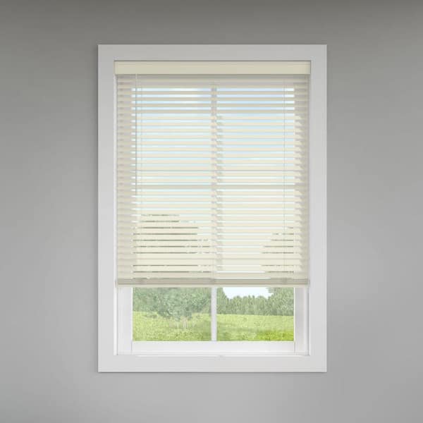 Levolor Classic Value Warm White Cordless Room Darkening Faux Wood Blinds with 2 in. Slats - 40.75 in. W x 36 in. L