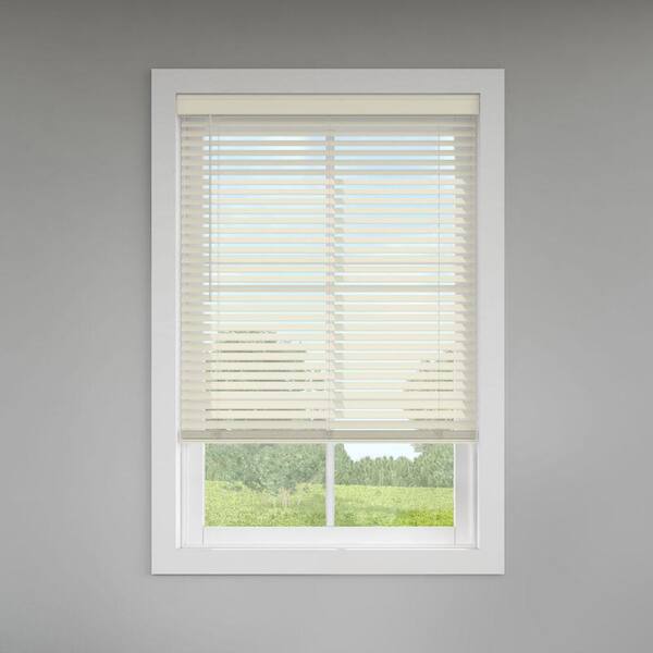 Levolor Classic Value Warm White Cordless Room Darkening Faux Wood Blinds with 2 in. Slats - 41.5 in. W x 48 in. L