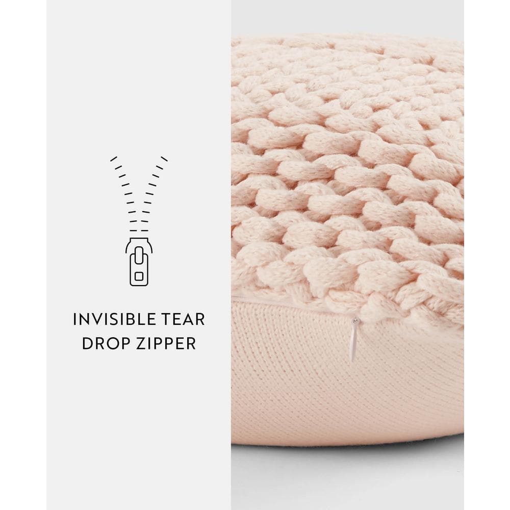 Blush Chunky Knit Acrylic Square Throw Pillow Set